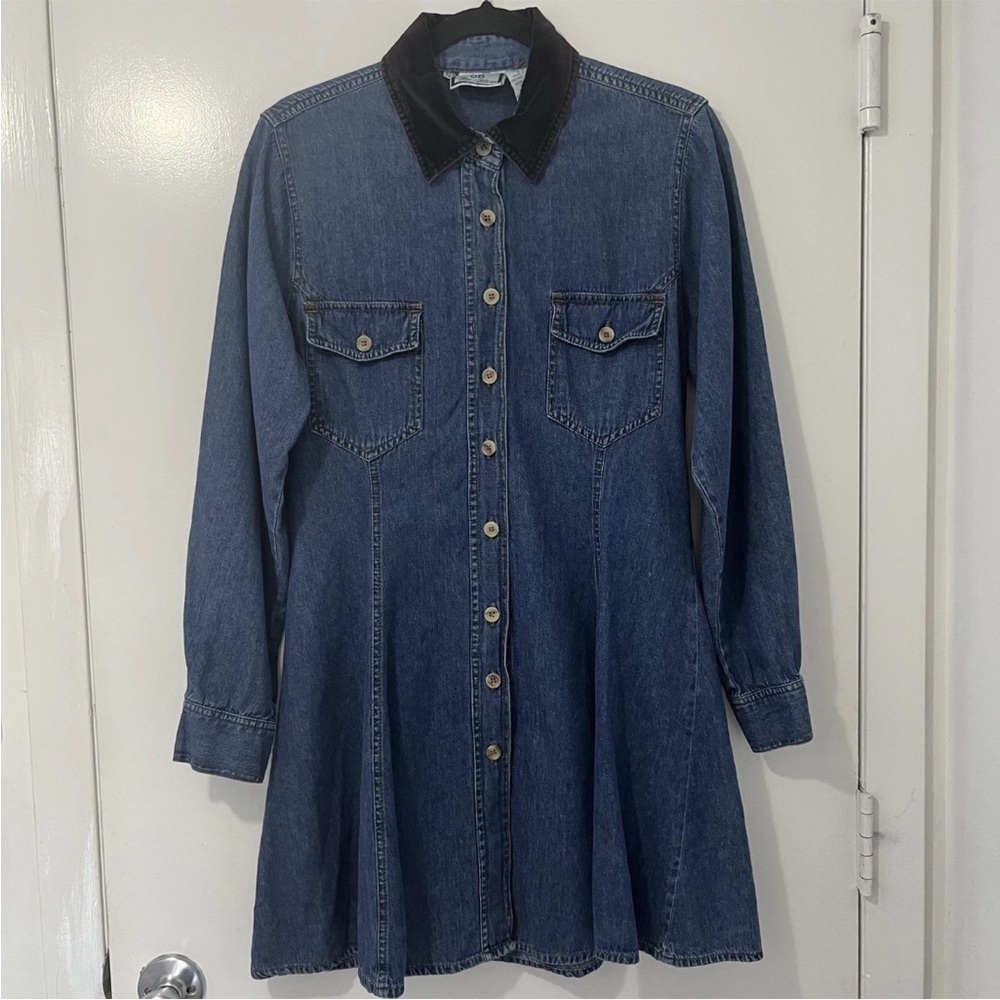 VTG BILL BLASS Button-down Denim Fit Flare Dress
Sz 10